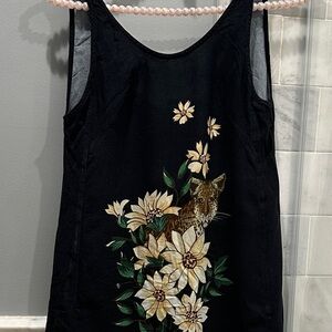FARM Rio Black Dress with Floral and Animal Design SZ P Brazil - (SMALL)
